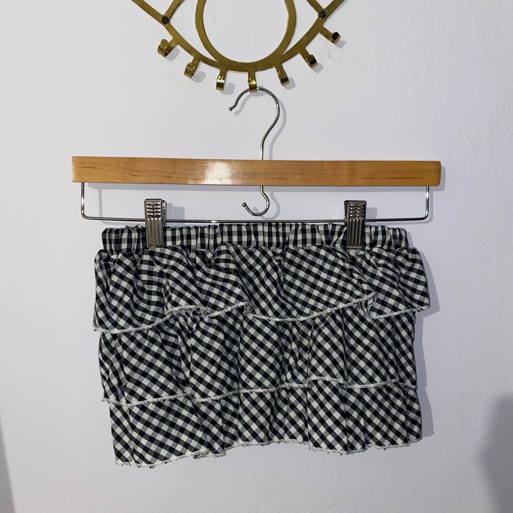 Ruffled gingham tube top